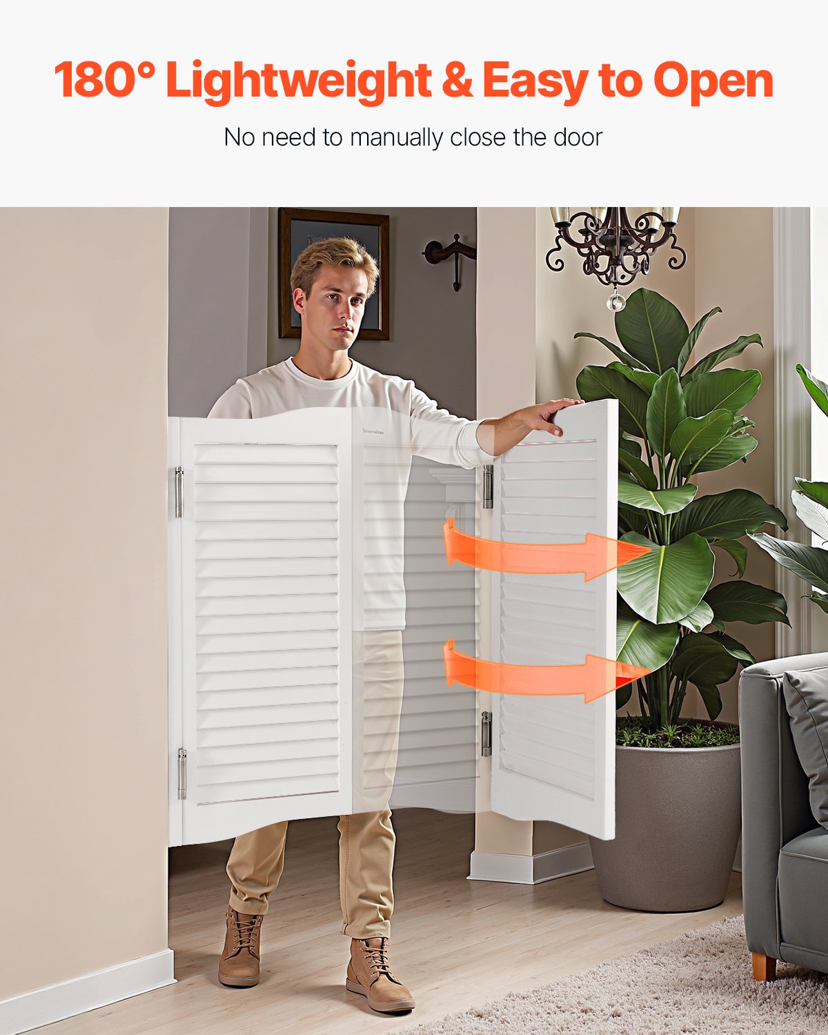 VEVOR Saloondeur, 805x28x900 mm, dubbele draaideur met scharnieren en beslag, eenvoudig te installeren, gebogen binnendraaideuren voor cafés, gangen, keukens, bars, pubs en entrees, wit