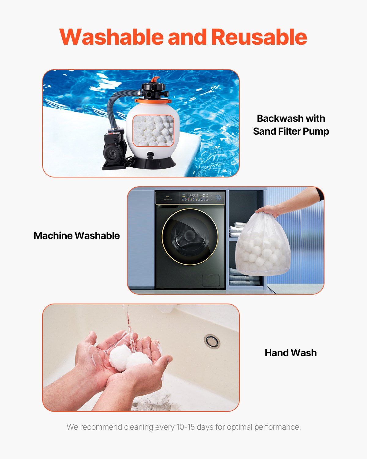 VEVOR Pool Filter Balls for Sand Filter, 1.5 lbs, Filter Balls Replace Pool Filter Sand, Reusable Polyester Fiber Filter Media Balls with Wash Bag, for Swimming Pool Above Ground Pool Aquarium Tank