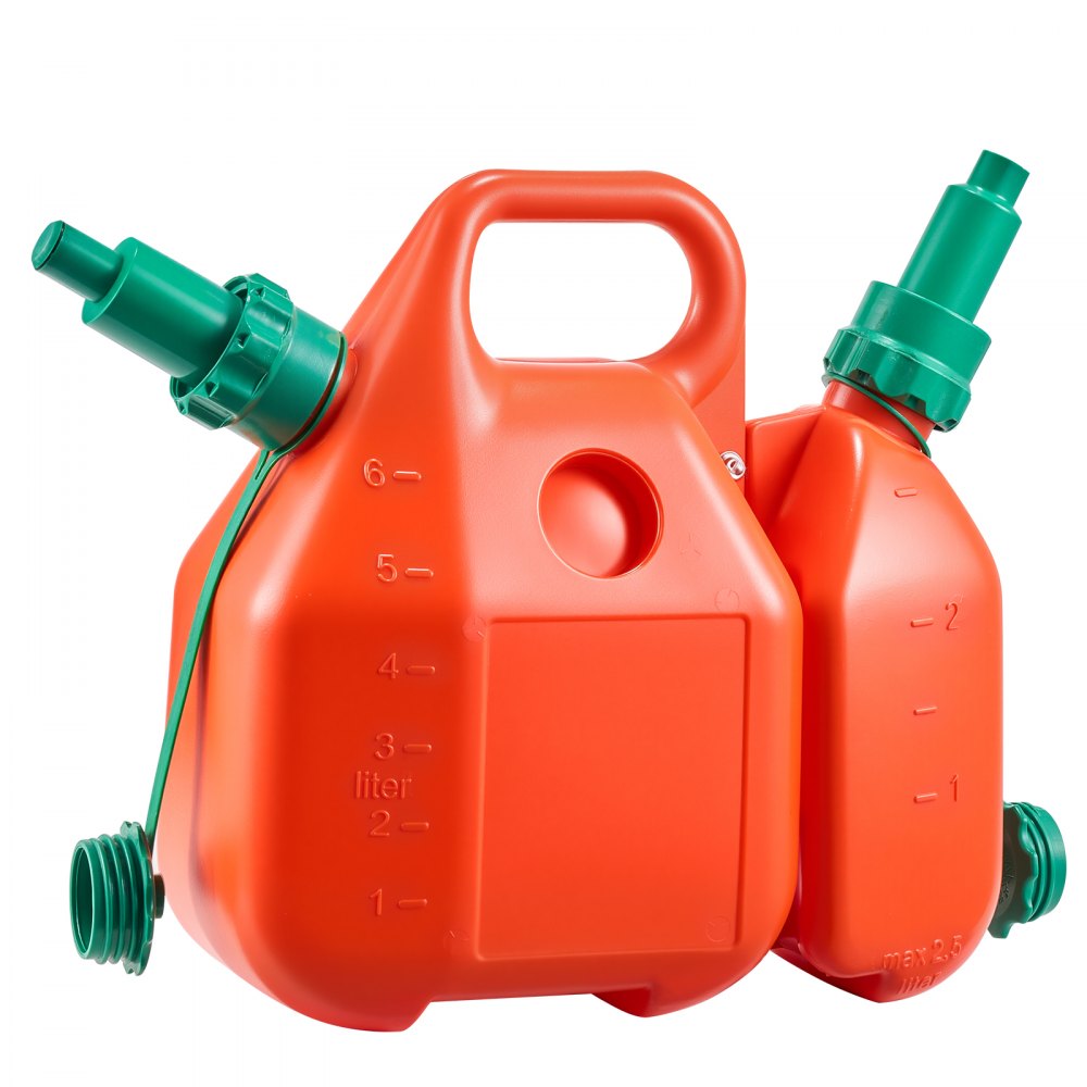 VEVOR brandstofbus, 6L brandstoftank met schenktuit en 1,9L extra oliereservoir, max. debiet 5,5L/min, vloeistofcontainer voor de meeste auto's, motoren, ATV's en UTV's