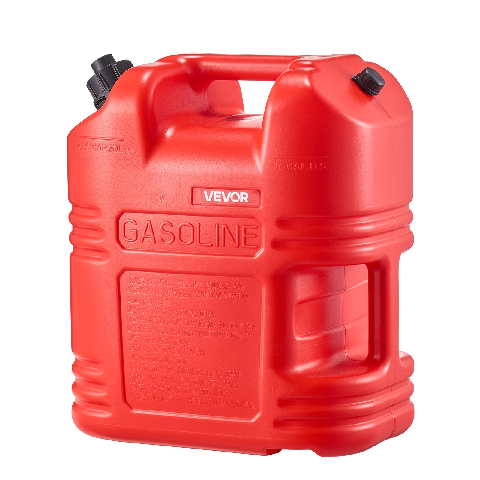 VEVOR Brandstofjerrycan, 19 l, benzinejerrycan met schenktuit en transparante schaalverdeling, max. debiet 15 l/min, vloeistofcontainer voor de meeste auto's, motoren, ATV's en UTV's, rood, 1 st.