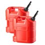 VEVOR Fuel Container, 19 L, Gas Tank with Spout & Clear Scale, 15 L/min Max Flow Rate, Secure & Leak-proof, Portable Flat Fluid Container for Most Cars Motorcycle ATV UTV, Red, 2 Packs