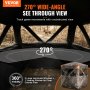 VEVOR hunting blind offers 270° wide-angle see-through view with 3 large windows, deer in background.