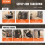 VEVOR hunting blind setup in three steps and portable storage instructions in four steps.