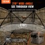 VEVOR hunting blind with 270° wide-angle view, 3 mesh windows, and 360° visibility in forest setting.