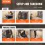 VEVOR hunting blind setup and takedown instructions in 3 steps, highlighting setup and portable storage.