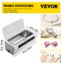 VEVOR Ultrasonic Jewelry Cleaner, 45 kHz 500ML, Professional Ultra Sonic Cleaner with Touch Control, Digital Timer, Cleaning Basket, Stainless Steel Ultrasound Cleaning Machine for Watches Glasses