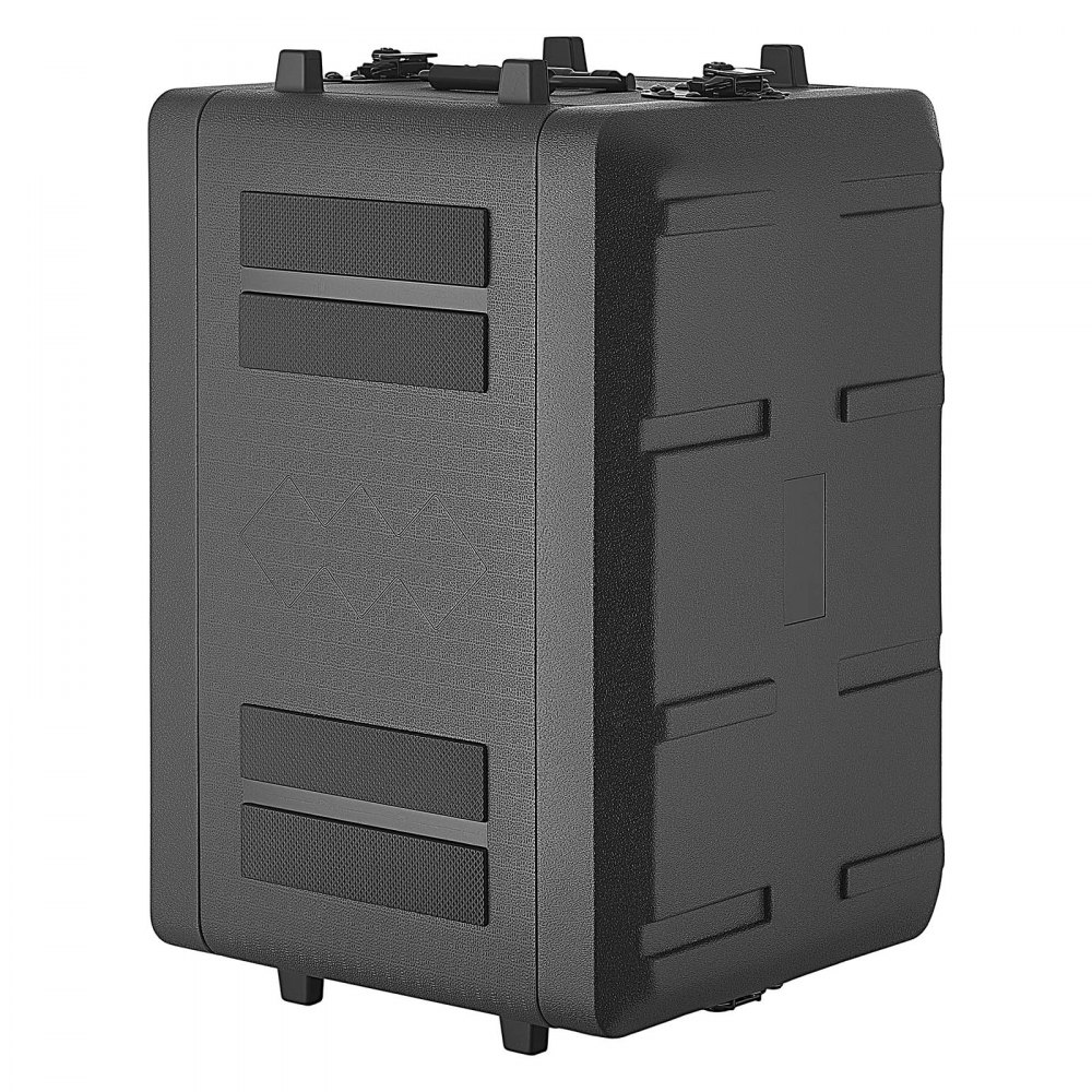 VEVOR 6U rackbehuizing, 26 cm diep, 22 cm interne diepte, rackmount flightcase met microfooncompartiment, polyethyleen constructie, verzonken sluitingen, voor versterkers, processors en controllers.
