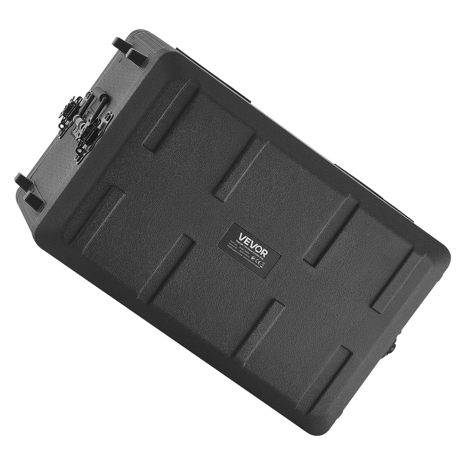 VEVOR 6U rackbehuizing, 26 cm diep, 22 cm interne diepte, rackmount flightcase met microfooncompartiment, polyethyleen constructie, verzonken sluitingen, voor versterkers, processors en controllers.
