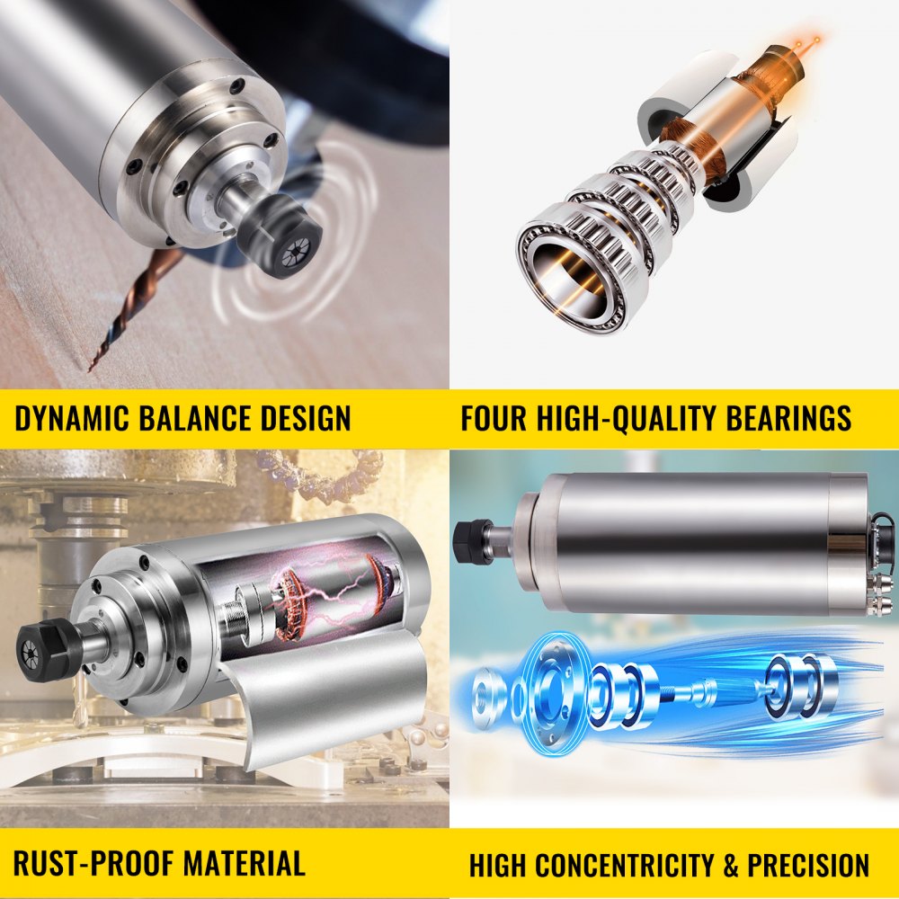 Vevor Cnc Spindel Watergekoelde Freesspindel Motor Freesmotor 100 X 3000 W 220 V