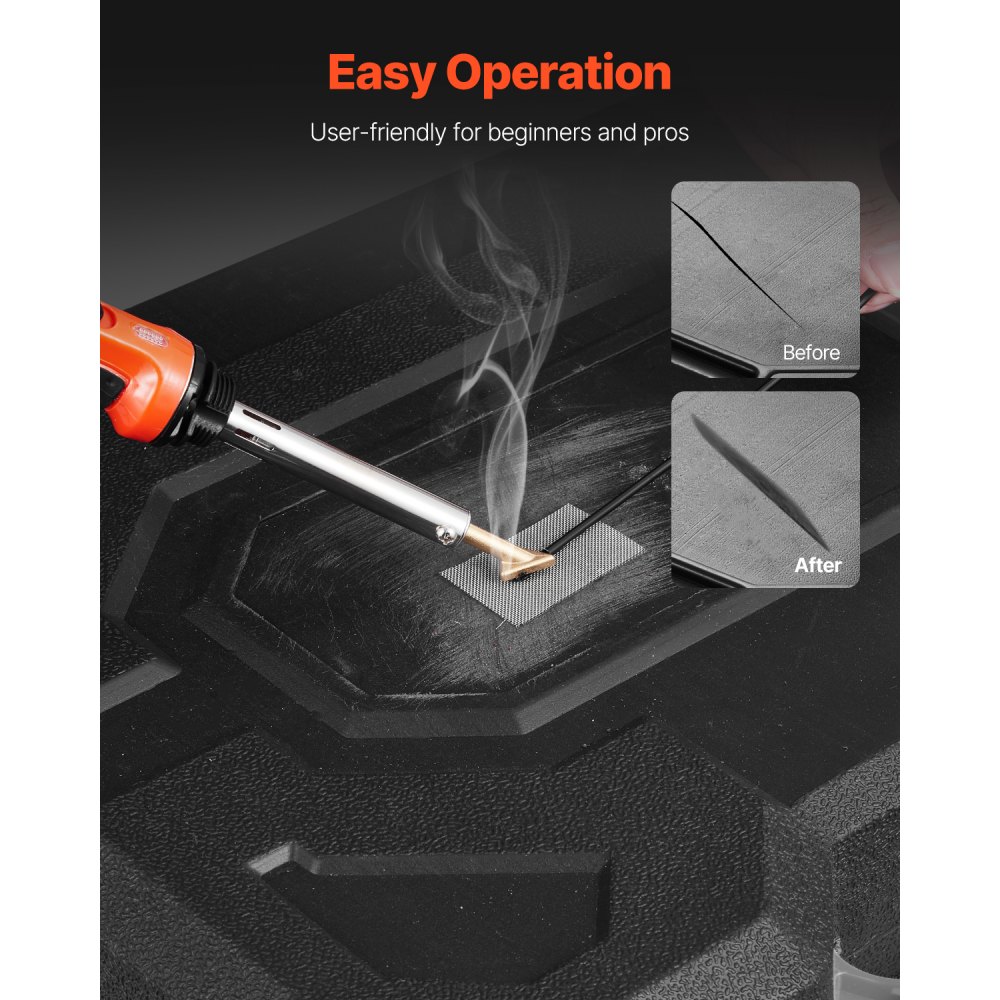 VEVOR Plastic Welder Kit, 60W/100W Dual-Power Plastic Soldeerbout met 3 laspunten en 20 lasstaven, Professioneel plastic reparatie lasapparaat voor autobumpers, kajaks, speelgoed, elektronica