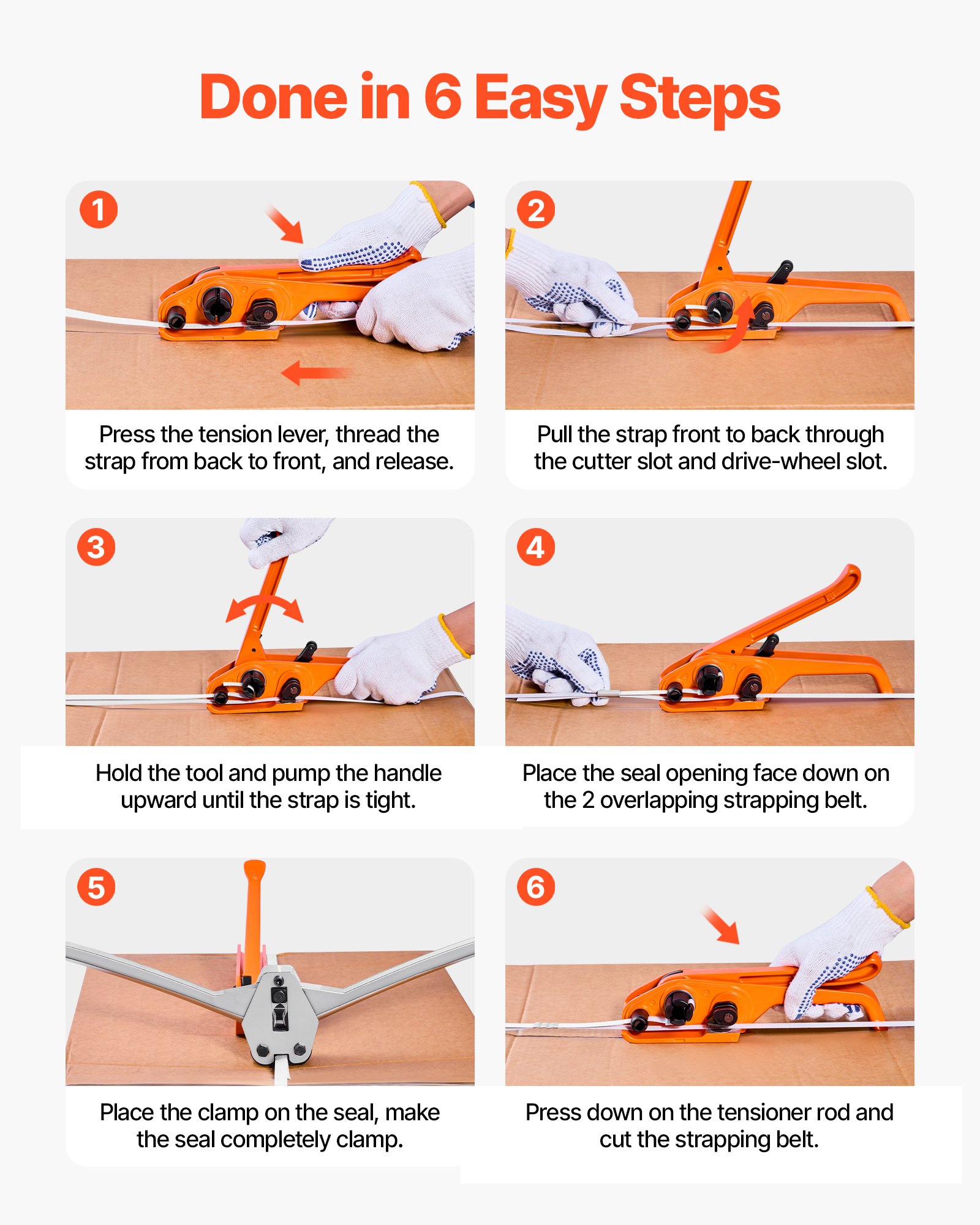 VEVOR Banding Strapping Kit, Heavy Duty Banding Sealer Tool with 975 m Length PP Band, 1000 Metal Seals, 50 Corner Protectors, Plastic Pallet Packaging Strapping Kit for Warehouse/Shipping/Moving