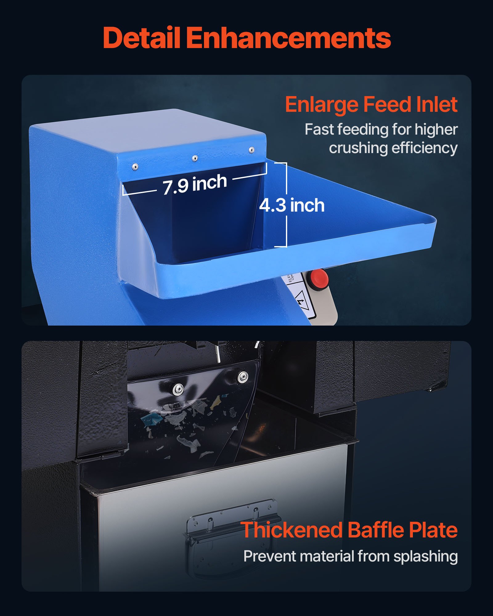 VEVOR kunststofversnipperaar/shredder, 2,2 kW, granulator voor kunststoffen, capaciteit 100–150 kg/u, met wielen, SDK-11 mes en 6 mm zeefmaat voor PVC, ABS, PTFE (380V, 50 Hz 3-fasen)