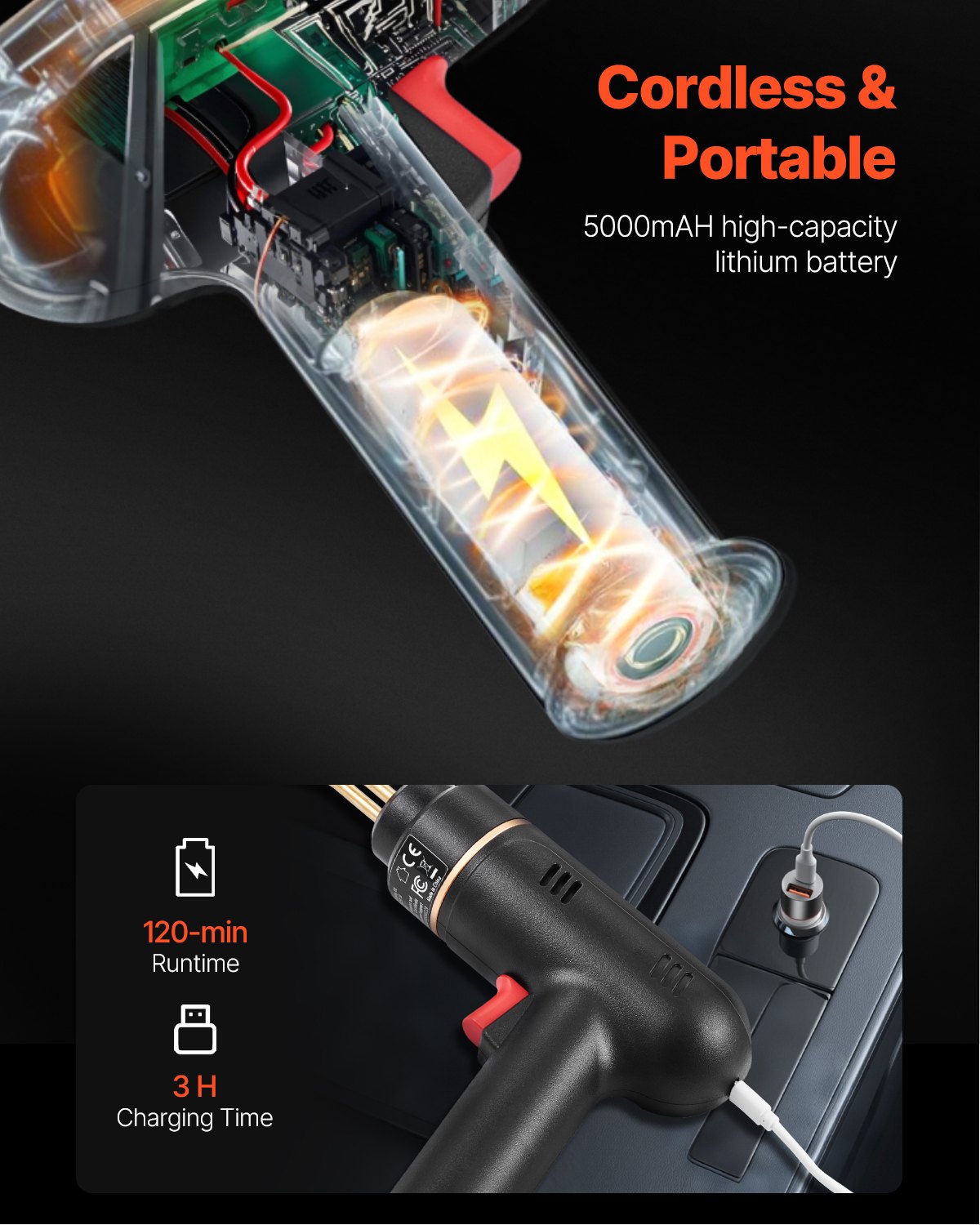 VEVOR Plastic Welder, 120W laspistool met 400 stuks 4 soorten hete nietjes, plastic reparatieset voor plastic autobumpers voor kajaks, speelgoed, repareren van plastic scheuren