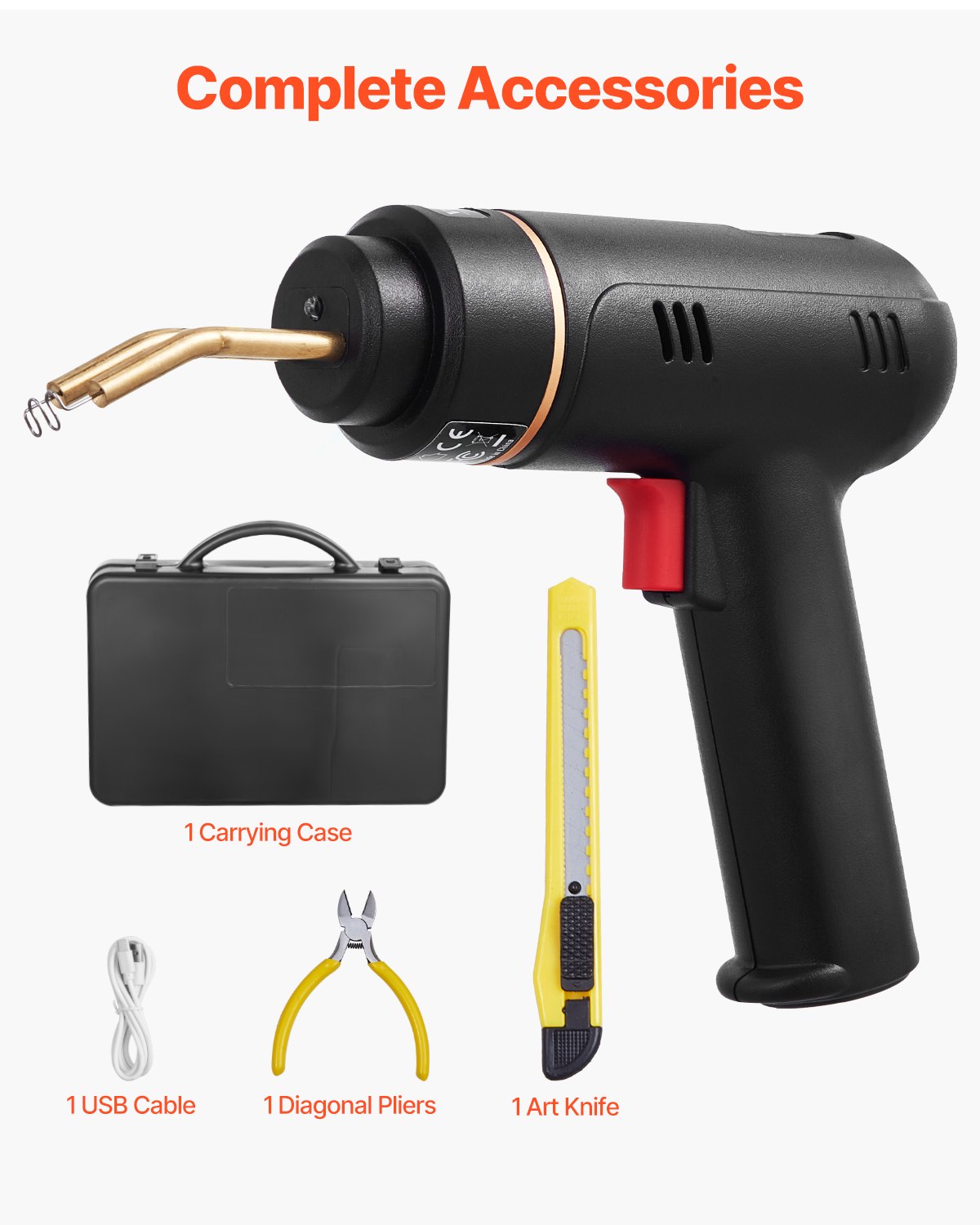 VEVOR Plastic Welder, 120W laspistool met 400 stuks 4 soorten hete nietjes, plastic reparatieset voor plastic autobumpers voor kajaks, speelgoed, repareren van plastic scheuren