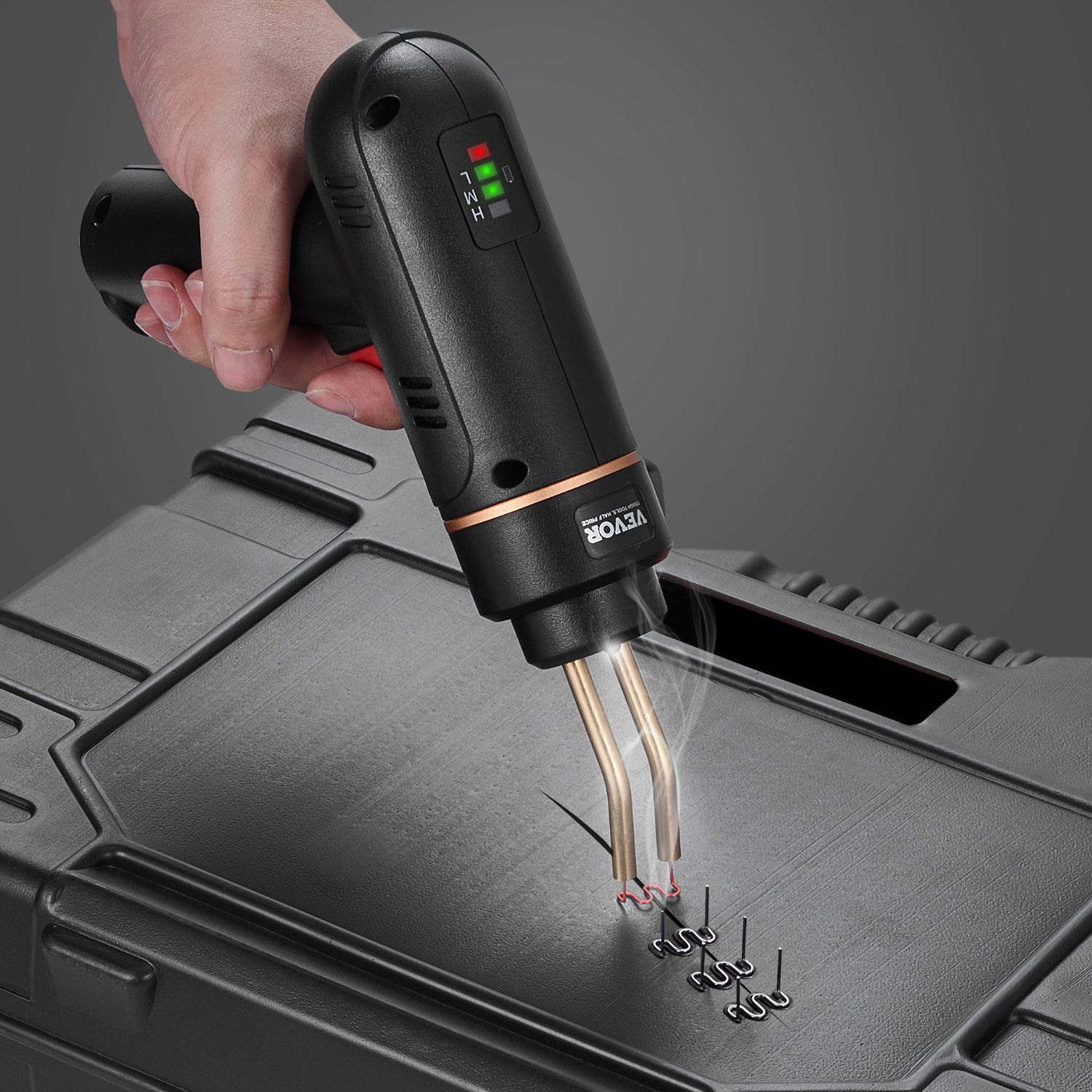 VEVOR Plastic Welder, 120W laspistool met 400 stuks 4 soorten hete nietjes, plastic reparatieset voor plastic autobumpers voor kajaks, speelgoed, repareren van plastic scheuren