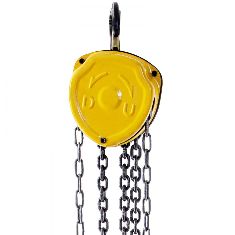 VEVOR Chain Hoist 1100lbs/0.5ton, Chain Block Hoist Manual Chain Hoist 20ft/6m Block Chain Hand Chain Lifting Hoist with Two Hooks Chain Pulley Tackle Hoist Winch Lifting Pulling Equipment in Yellow