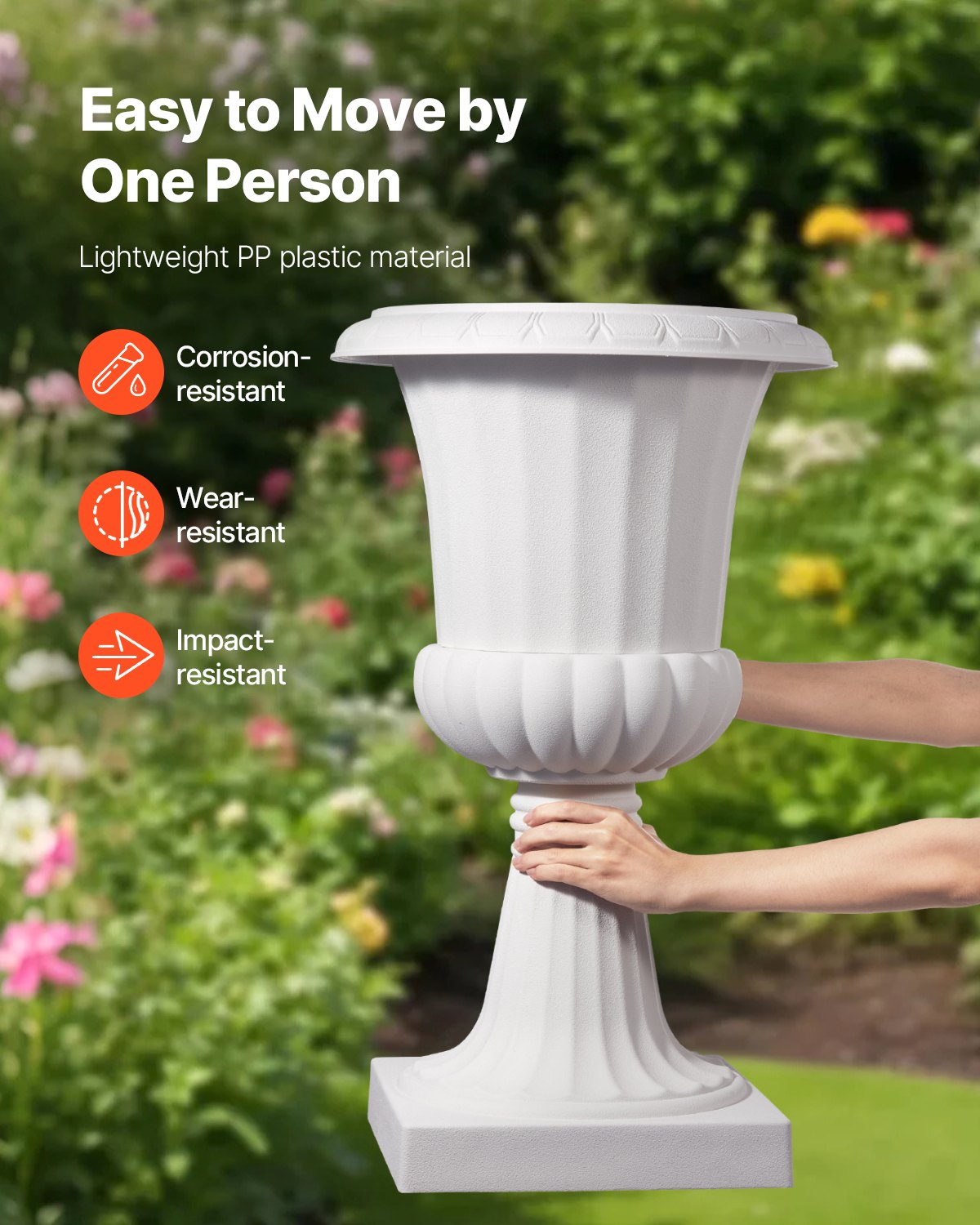 VEVOR Plastic Bloempotstandaard, 40x67 cm, 2-Pack, Bloempot, Plantenschaal, Witte Bloempotten, voor Veranda, Bruiloft, Feest, Huis, Podium, Balkon, Terrasdecoratie