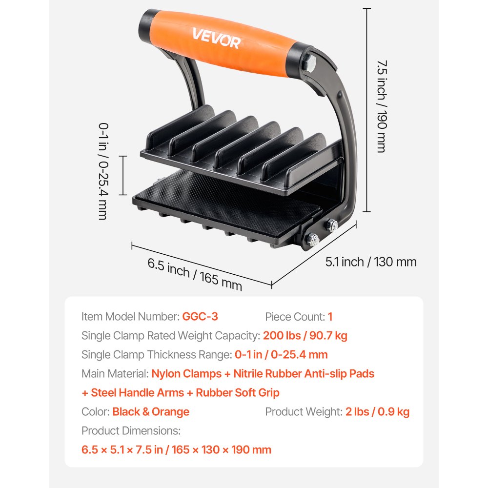 VEVOR Multiplex drager, 90,7 kg klemcapaciteit, verstelbare gipsplaatdrager voor 0-25,4 mm dikke platen, platendrager met handgrepen voor kunststofplaten, multiplex, gipsplaat