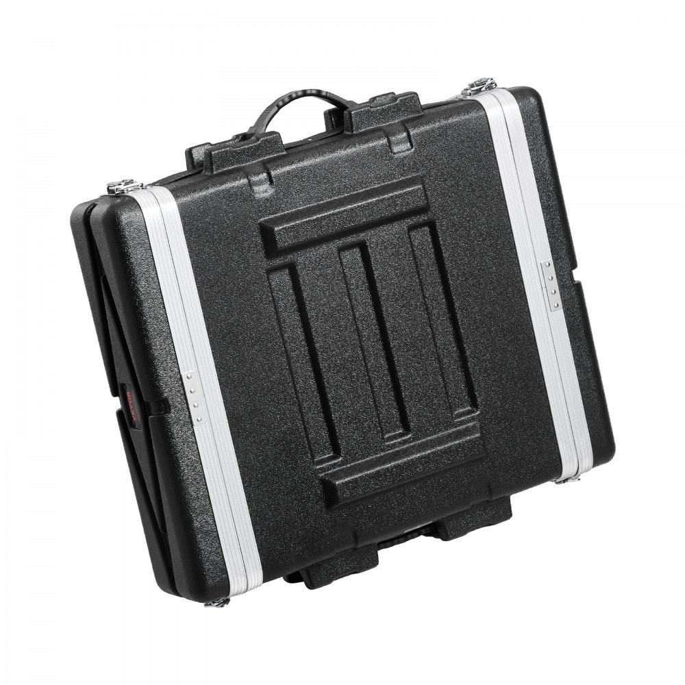 VEVOR 2U Rack Case, Standard 19 in Depth, Server Rack Cabinet with ABS Construction Handle Heavy-Duty Twist Butterfly Latches, Detachable Front & Back Panels, for Amps, Mixers, Microphone Receivers