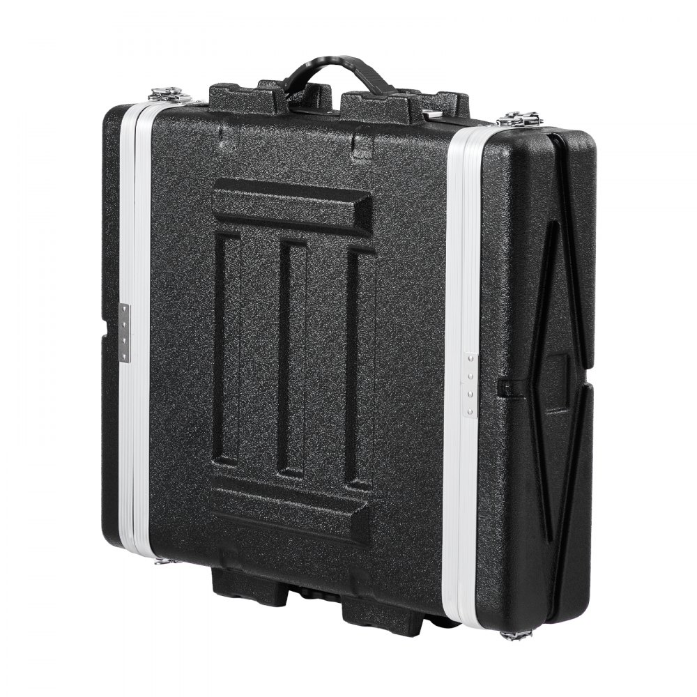 VEVOR 2U Rack Case, Standard 19 in Depth, Server Rack Cabinet with ABS Construction Handle Heavy-Duty Twist Butterfly Latches, Detachable Front & Back Panels, for Amps, Mixers, Microphone Receivers