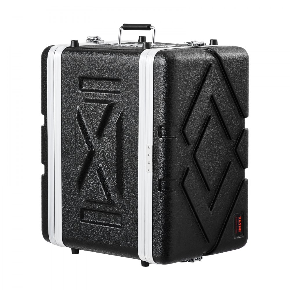 VEVOR 6U Rack Case, Standard 14 in Depth, Server Rack Cabinet with ABS Construction Handle Heavy-Duty Twist Butterfly Latches, Detachable Front & Back Panels, for Amps, Mixers, Microphone Receivers