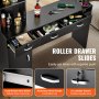 VEVOR Wandgemonteerde salontafel, kapperstafel, beauty spa meubelset, 1 opbergkast, 3 open compartimenten en 3 lades (waarvan één afsluitbaar), zwart, 129 x 33 x 177 cm