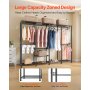 VEVOR Clothing Garment Rack, Heavy Duty Closet Wardrobe, Adjustable Tiers Clothes Racks with Steel Frame, 499 kg Load Capacity Clothes Rack with 4 Hanging Rods for Bedroom, Clothing Store, Hallway