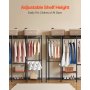 VEVOR Clothing Garment Rack, Heavy Duty Closet Wardrobe, Adjustable Tiers Clothes Racks with Steel Frame, 499 kg Load Capacity Clothes Rack with 4 Hanging Rods for Bedroom, Clothing Store, Hallway