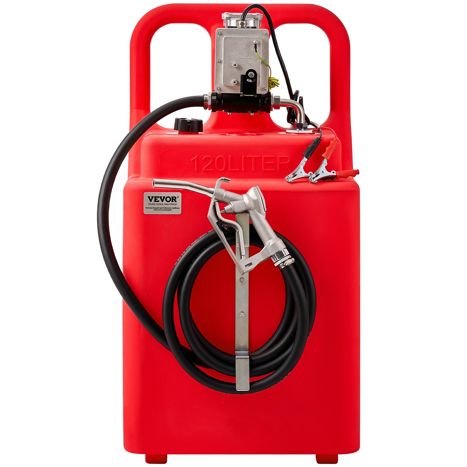 VEVOR brandstoftrolley, 121 liter, brandstofkanister met 12V DC brandstofovervoerpomp, 3,9 m afvoerslang en aluminiumlegering mondstuk, voor motorboten, terreinwagens, diesel en benzine