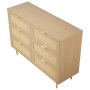 VEVOR Rattan Commode met 6 Laden, Metalen Handgrepen en Poten, Moderne Rattan Kast voor Slaapkamer, Woonkamer, Hal (120 x 39,5 x 85,4 cm) Kledingkast