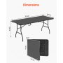 VEVOR Opvouwbare tafel Buffettafel Draagbare Multifunctionele tafel 180 cm, Rechthoekige kunststof tafel (voor 4-6 personen) met geïntegreerde handgreep, Tuintafel Campingtafel voor Feesten Picknicks Kamperen, Zwart