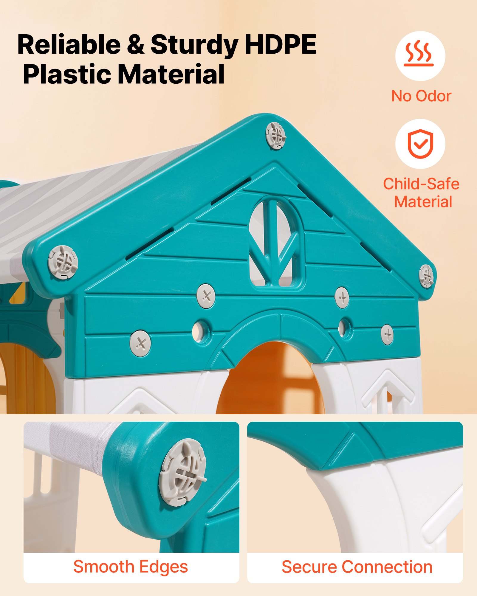 VEVOR Buitenspeelhuis, Buitentuinhuisje (Glijbaan/Basketbal/Telescoop/Stuurwiel/Kruiptunnel/Uitverkoopvenster) Kinderspeelhuis voor peuters vanaf 1 jaar, Kinderhuis van HDPE-kunststof