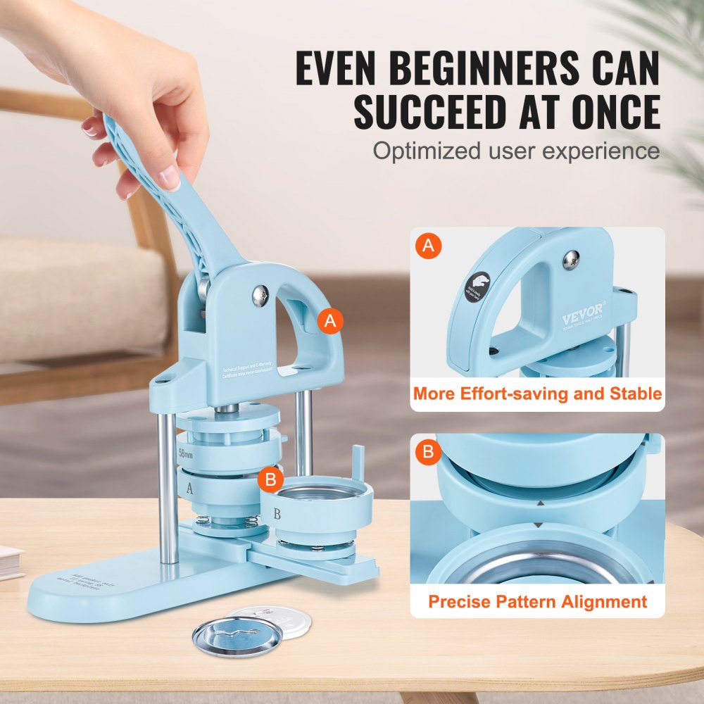 VEVOR Button Maker Machine, 25/32/58 mm 3-in-1 Pin Maker, 300 stuks Button Maker Onderdelen, Button Maker Machine met Panda Spellbook, Punch Set met Boog Handvat, voor DIY Cadeaus voor Kinderen