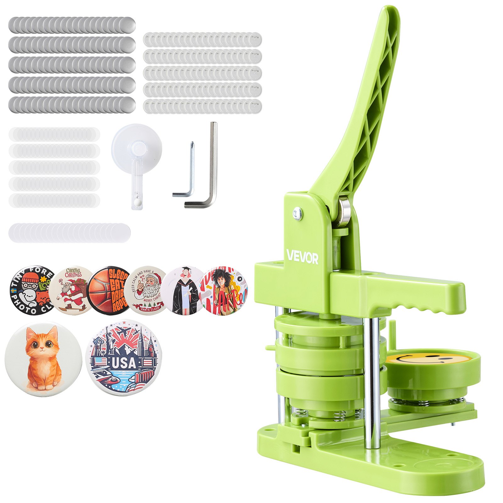 VEVOR knopenmachine 75 mm, knopenmaker met 100 knopenonderdelen, Mr. Panda Magic Book, cirkelsnijder en inbussleutels, knopenmaker, speldenmaker voor doe-het-zelf badges en gepersonaliseerde speldjes