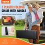 VEVOR folding bench shown in trunk, upright in room, and outdoors; space-saving, easy to carry.