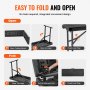 VEVOR folding bench instructions: steps to easily open and fold using the fixed lock ring mechanism.