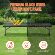 VEVOR 6FT Plastic Folding Bench Portable Outdoor Bench for Picnic Camping Garden