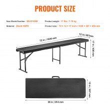 VEVOR 6FT Plastic Folding Bench Portable Outdoor Bench for Picnic Camping Garden