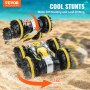 VEVOR Amfibische afstandsbediening autoboot, 2,4 GHz, 12 km/u, 4WD waterdichte RC-auto voor kinderen, 360° roterende stuntauto met 2 batterijen, all-terrain water strand zwembad speelgoed voor jongens en meisjes vanaf 6 jaar, geel