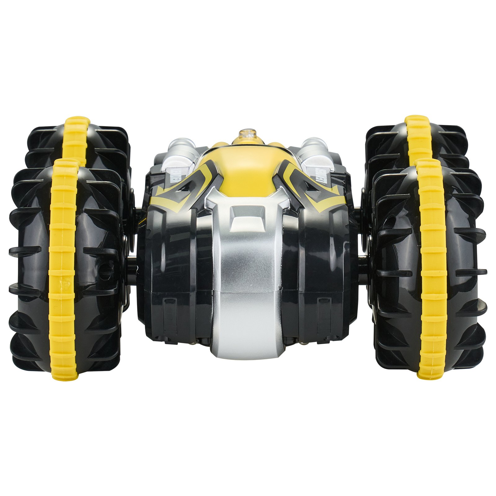 VEVOR Amfibische afstandsbediening autoboot, 2,4 GHz, 12 km/u, 4WD waterdichte RC-auto voor kinderen, 360° roterende stuntauto met 2 batterijen, all-terrain water strand zwembad speelgoed voor jongens en meisjes vanaf 6 jaar, geel