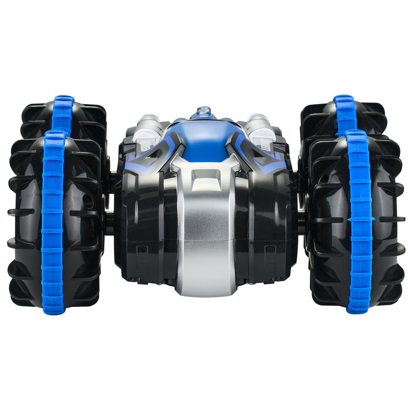 VEVOR Amfibische afstandsbediening autoboot, 2,4 GHz, 12 km/u, 4WD waterdichte RC-auto voor kinderen, 360° roterende stuntauto met 2 batterijen, terreinspeelgoed voor op het strand en in het zwembad voor jongens en meisjes vanaf 6 jaar, blauw