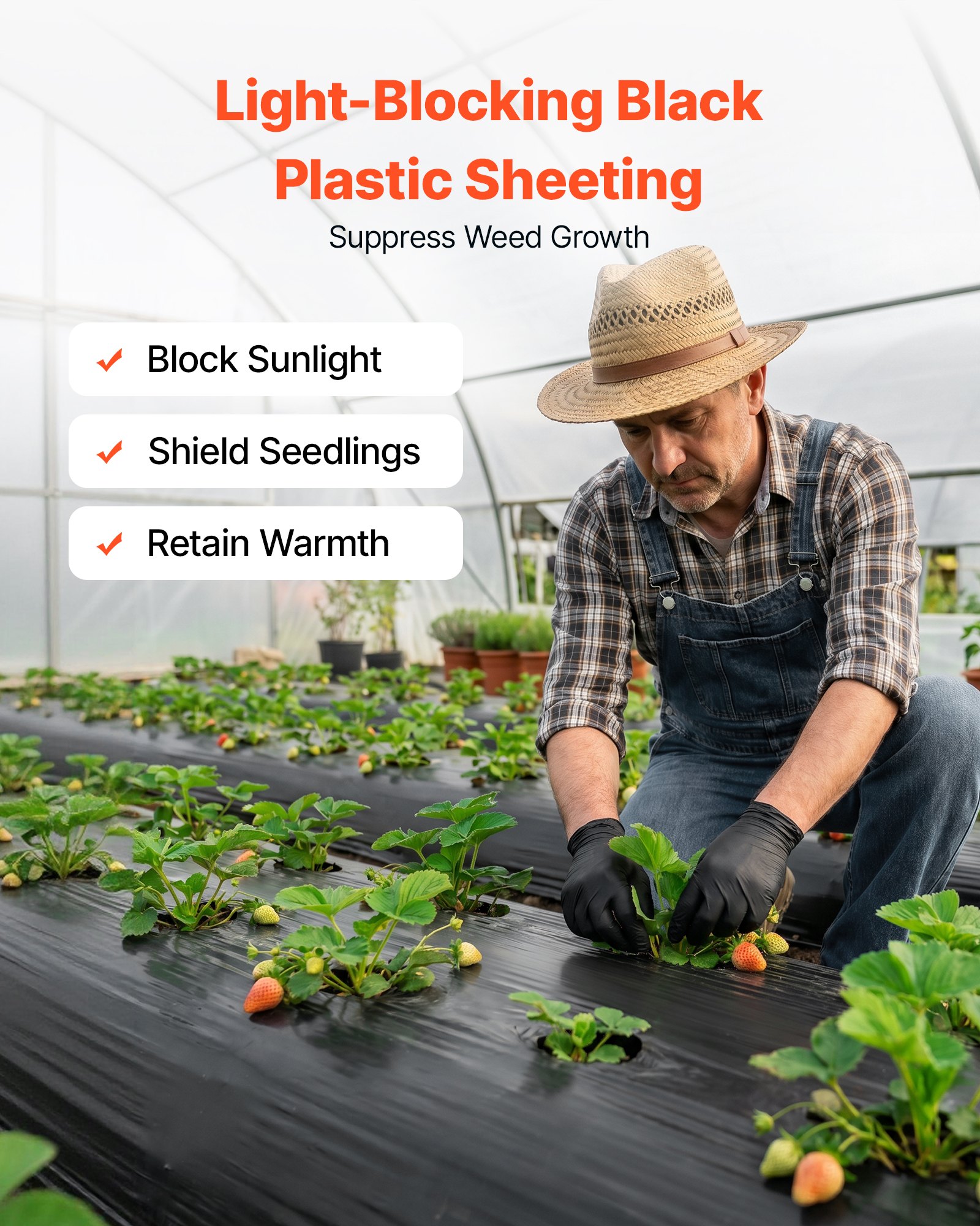 VEVOR Polyethyleenfolie 3,05 x 30,48 m Tuinfolie 0,1 mm Onkruidbestrijdingsdoek Zwart, Plastic rol voor tuinieren, zeildoek, schildersdoek, kruipruimteafdekking, dampremmende laag, onkruidbestrijding