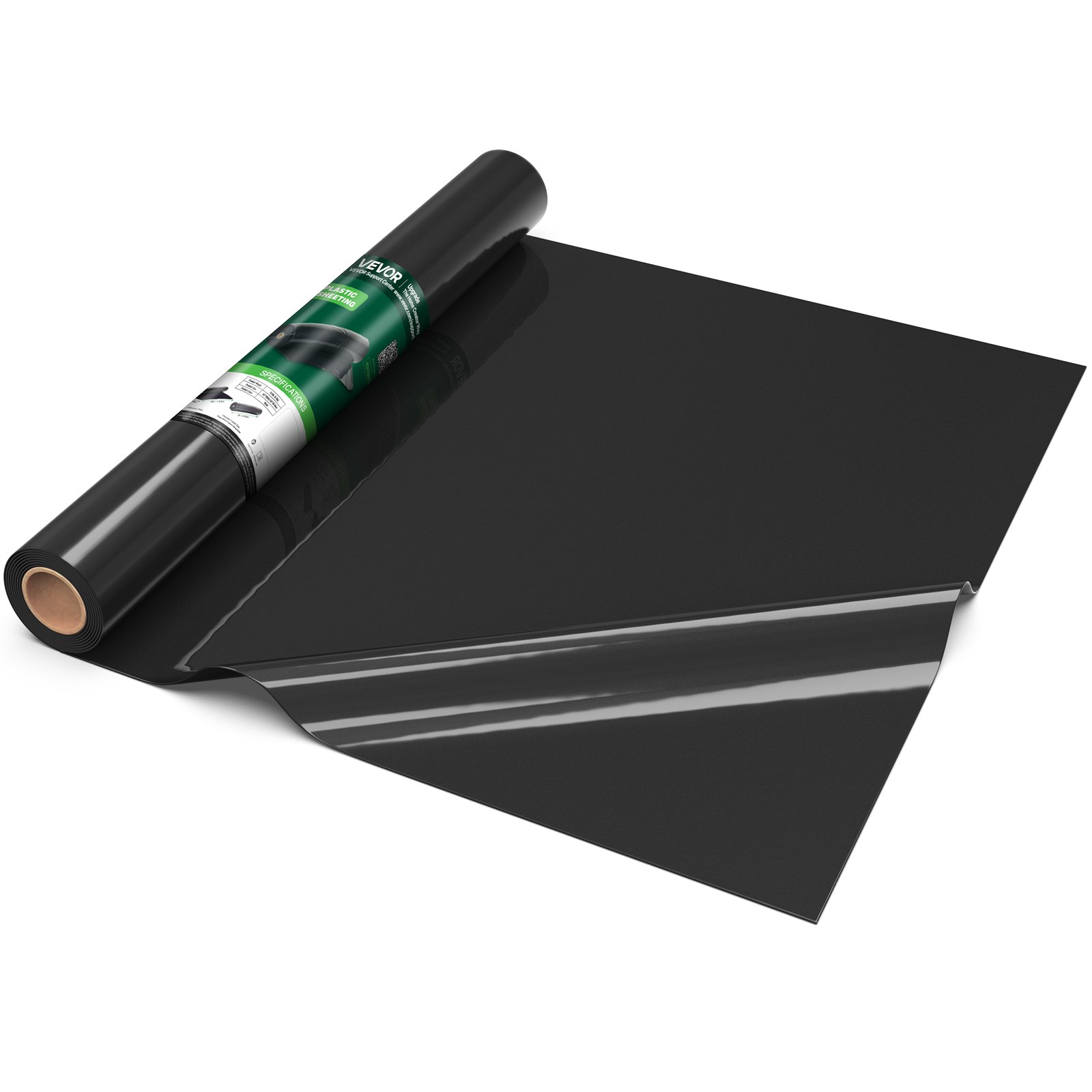 VEVOR Polyethyleenfolie 1,83 x 30,48 m Tuinfolie 0,1 mm Onkruidbestrijdingsdoek Zwart, Plastic rol voor tuinieren, zeildoek, schildersdoek, kruipruimteafdekking, dampremmende laag, onkruidbestrijding
