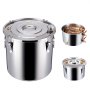 VEVOR Alcohol Still, 13.2 Gal / 50 L Stainless Steel Water Alcohol Distiller with Copper Coil for Fast Cooling, Dual Condenser Distiller Kit with Secondary Distillation, for Wine Whisky Brandy, Silver