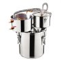 VEVOR Alcohol Still, 3 Gal / 11.4 L Stainless Steel Water Alcohol Distiller with Copper Coil for Fast Cooling, Dual Condenser Distiller Kit with Secondary Distillation, for Wine Whisky Brandy, Silver