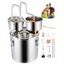 VEVOR Alcohol Distiller 19 L Water Alcohol Distiller Gemaakt van roestvrij staal met koperen spoel voor snelle koeling, dubbele condensor distillatiekit met secundaire distillatie, voor wijn whisky