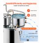 VEVOR Alcohol Still, 8 Gal / 30 L Stainless Steel Water Alcohol Distiller with Copper Coil for Fast Cooling, Dual Condenser Distiller Kit with Secondary Distillation, for Wine Whisky Brandy, Silver