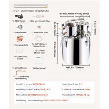 VEVOR alcoholdestillatiesysteem 30L distilleerder waterpomp dubbele condensor