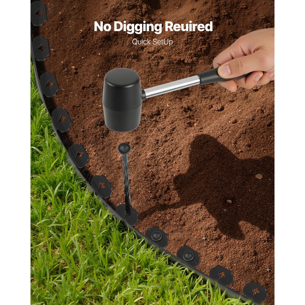 VEVOR Gazonrand, 30 m x 4 cm kunststof tuinrand met 120 spikes, landschapsrand, bloemperkrand, uv-bestendige perkrand, padranden voor bloemperken, tuinbestrating