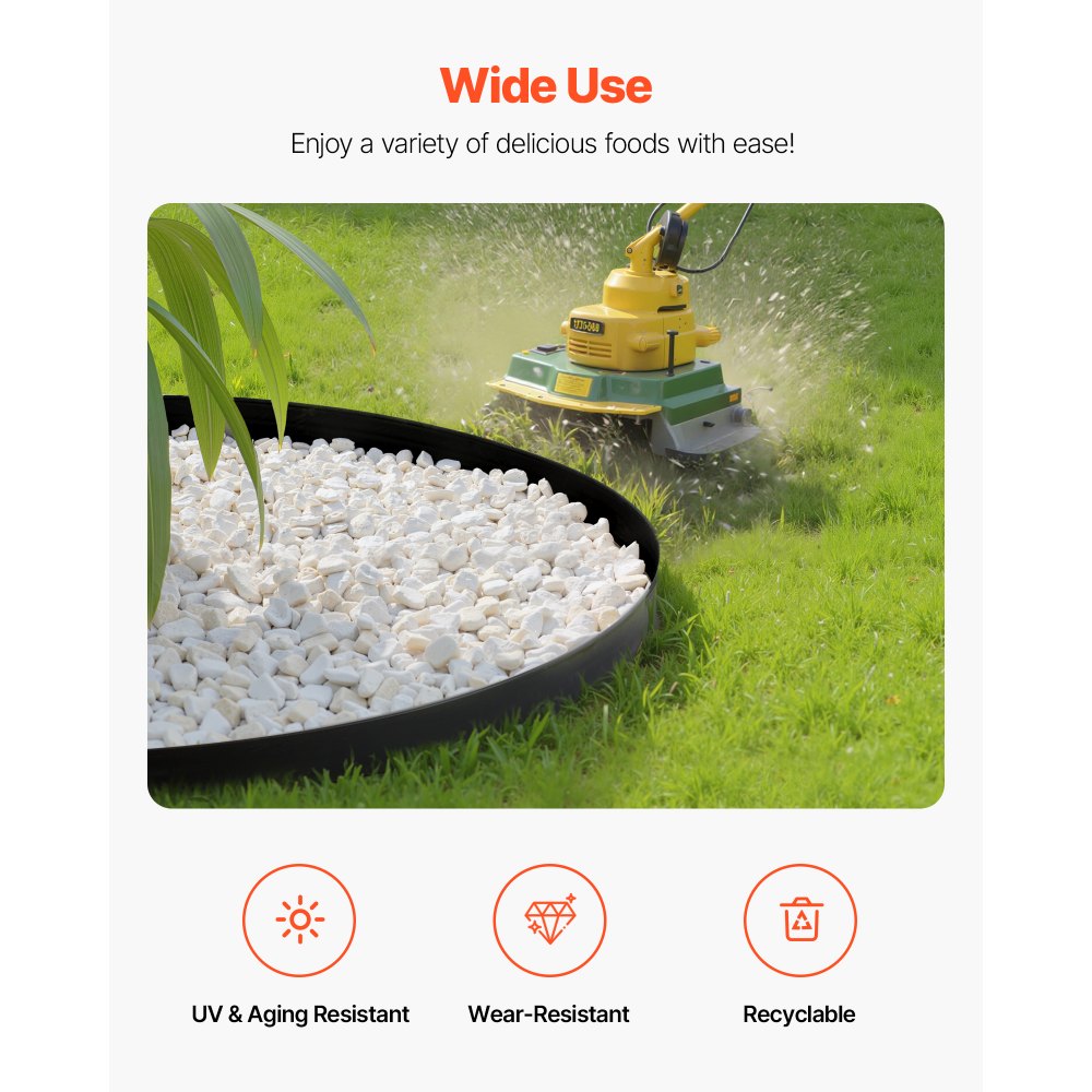 VEVOR Landscape Edging, 33 ft x 4 in Plastic Garden Border Edging with 30 Spikes & 2 Ground Stakes, No Dig, Flexible Lawn Edgings Roll, UV-Resistant Mini Fence Borders for Flower Beds Yard Paver